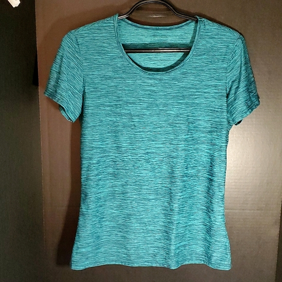 32 Degrees Aqua/Teal Heathered Athletic Scoop Neck T-Shirt - Size Small - Picture 2 of 8